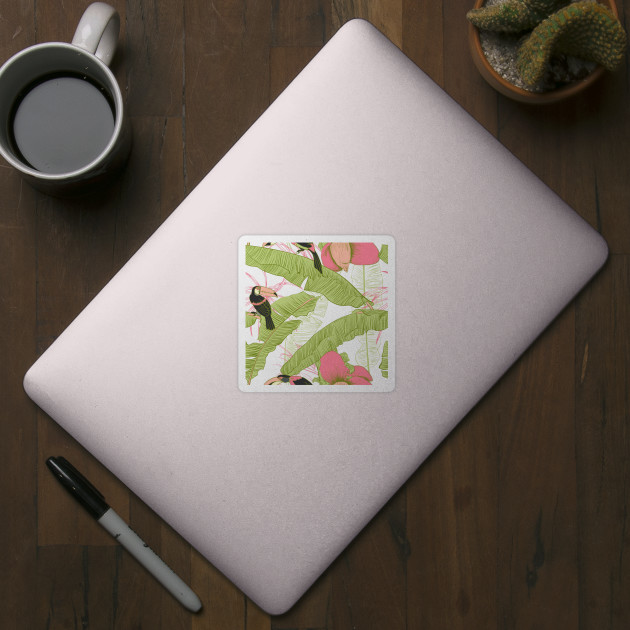 Seamless floral background with petunia toucan by Olga Berlet